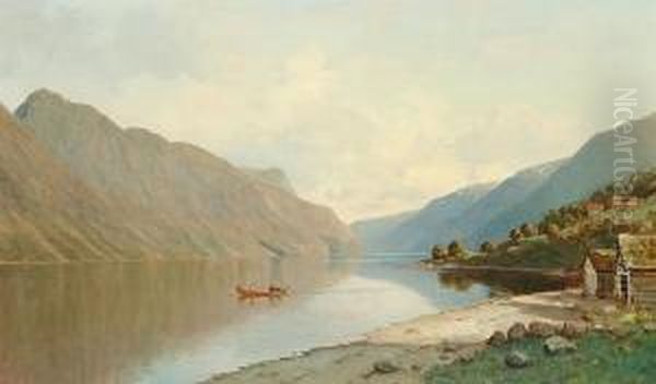Norwegian Fiord Oil Painting by Peder Cappelen Thurmann