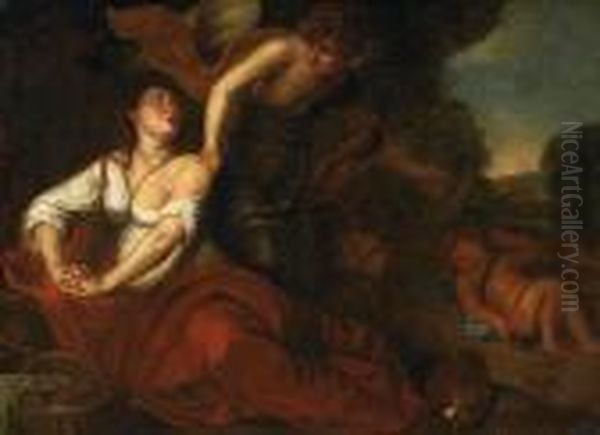 Hagar In Der Wuste Oil Painting by Pieter Thijs