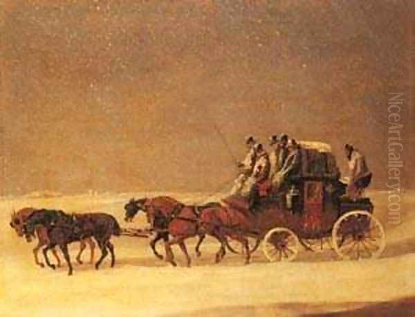 The Derby And London Royal Mail On The Open Road Oil Painting by Henry Thomas Alken