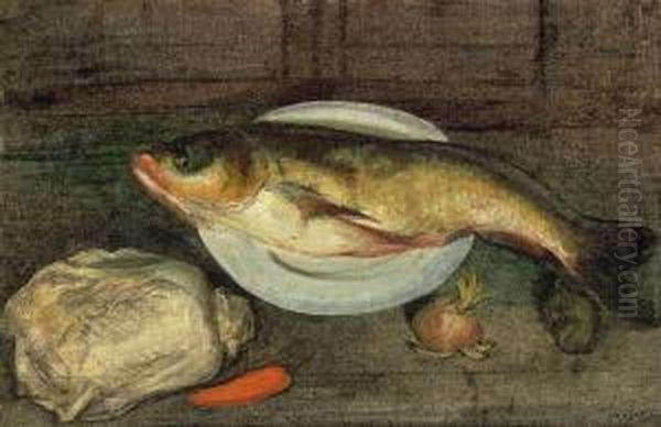 Still Life (fish) Oil Painting by Lee Tiefu