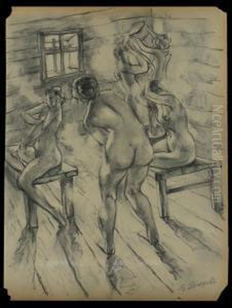 Das Russische Bad Oil Painting by Vitali Gavrilovitch Tikhov