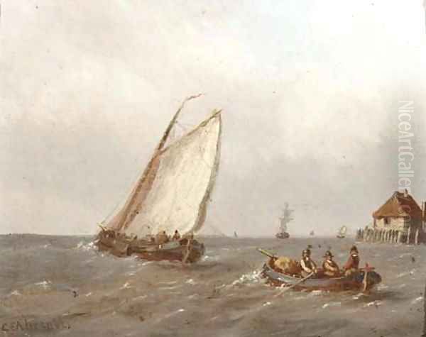 Heading for sea Oil Painting by Carl Eduard Ahrendts