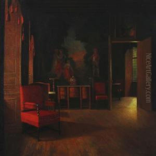 Castle Interior Oil Painting by Christian Tilemann-Petersen