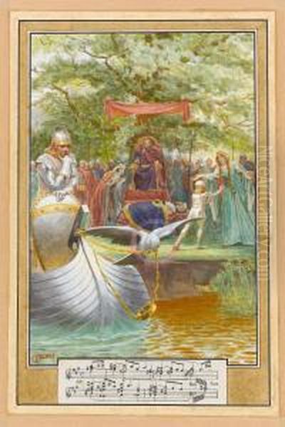 Medieval Dove Of Peace Oil Painting by Fredericl Colin Tilney