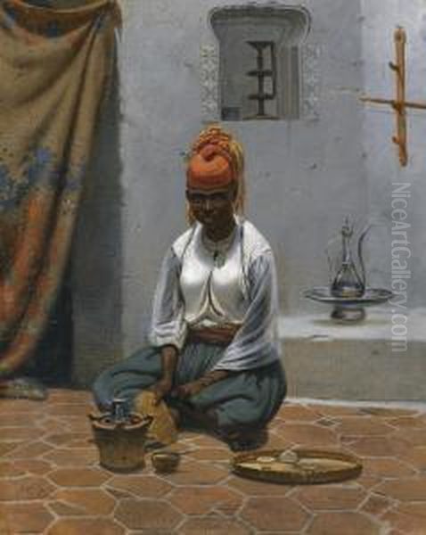 Making Tea In Algiers Oil Painting by Vasili Fiedorovivh Timm