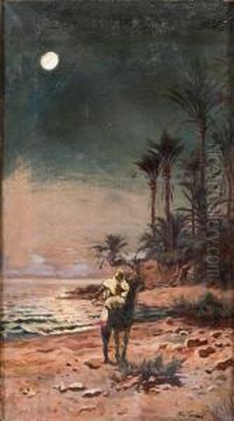 Tuareg Al Chiaro Di Luna Oil Painting by Albin Tippmann