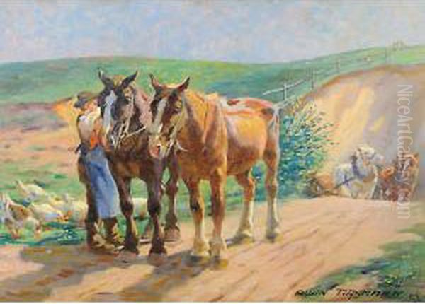 Cavalli Oil Painting by Albin Tippmann