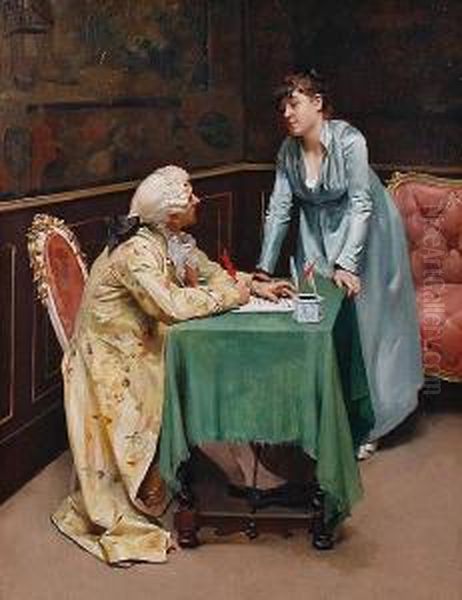 The Notary Oil Painting by Fernando Tirado Y Cardona