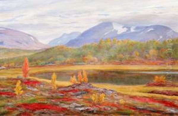 Fjallandskap I Hostskrud Oil Painting by Karl Tiren