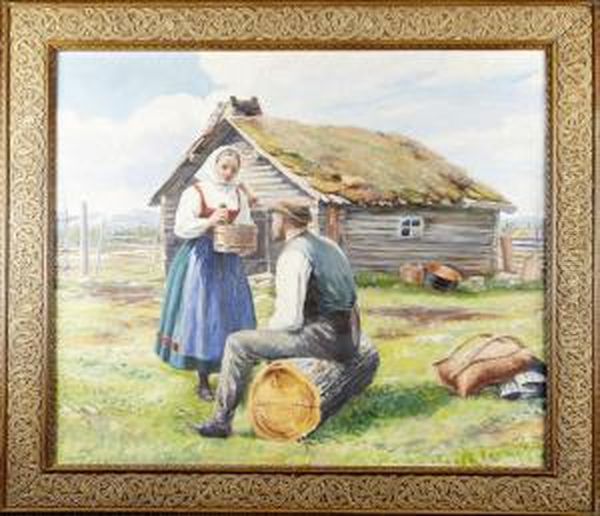Nordsvenskttorparmotiv Oil Painting by Karl Tiren