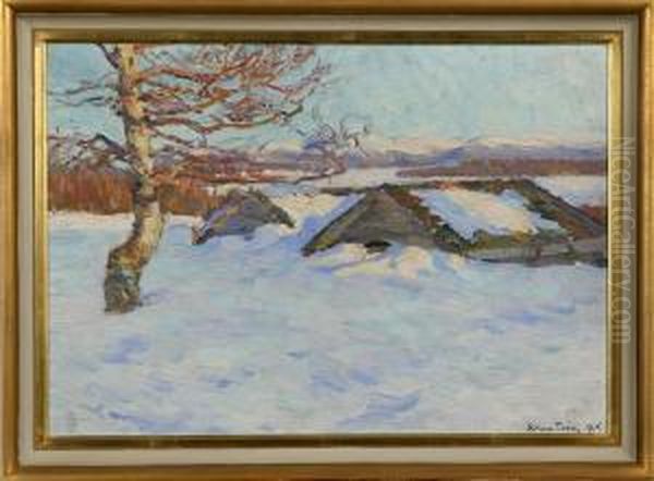 Fjallandskap I Vinterskrud Oil Painting by Stina Tiren