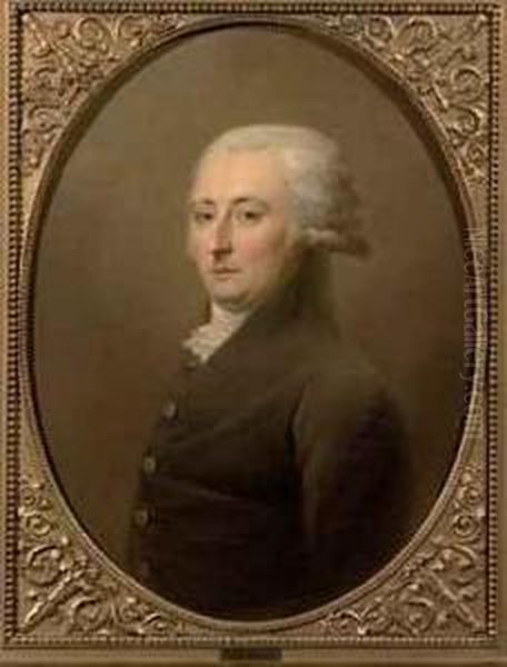 Portrait Of Graf Lanskoi, Half-length, In A Brown Coat With A Whitejabot Oil Painting by Johann Friedrich August Tischbein