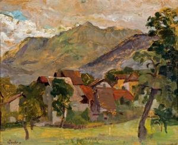 Dorflandschaft Oil Painting by Victor Tischler