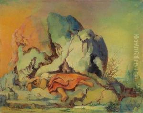 Sleeping Woman (mathilda's Dream) Oil Painting by Victor Tischler