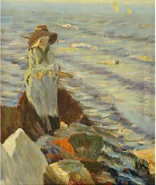 Sulle Rocce Oil Painting by Ettore Tito