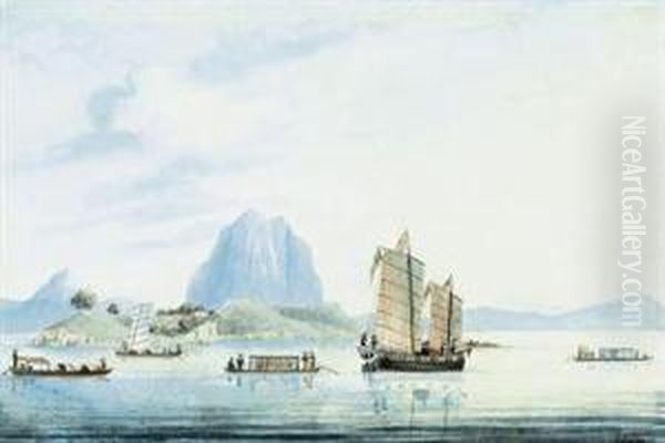 View On The Canton River Oil Painting by Lieutenant George Edward Alexander Tobin