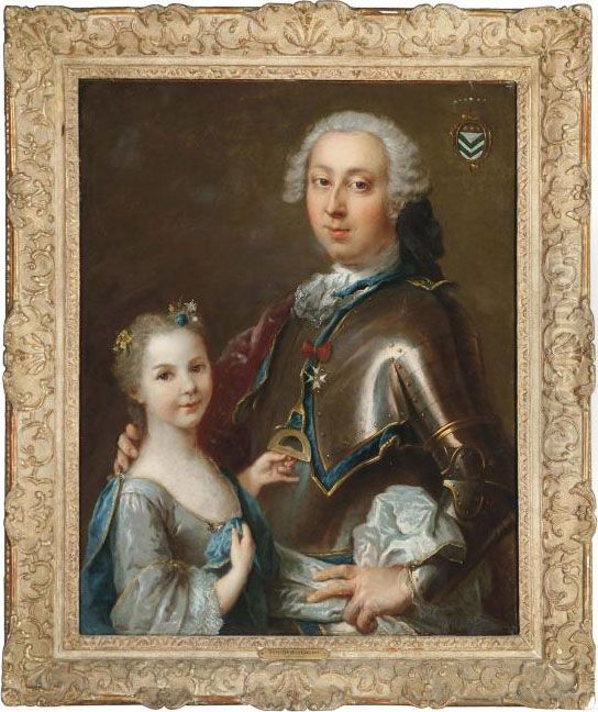 Double Portrait Of A Gentleman Oil Painting by Louis Tocque