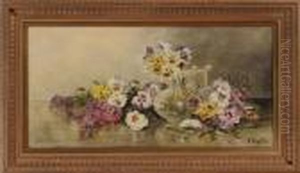 Pansies Oil Painting by Virgilio Tojetti