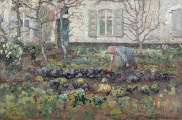 In The Vegetable Garden Oil Painting by Stacy Tolman