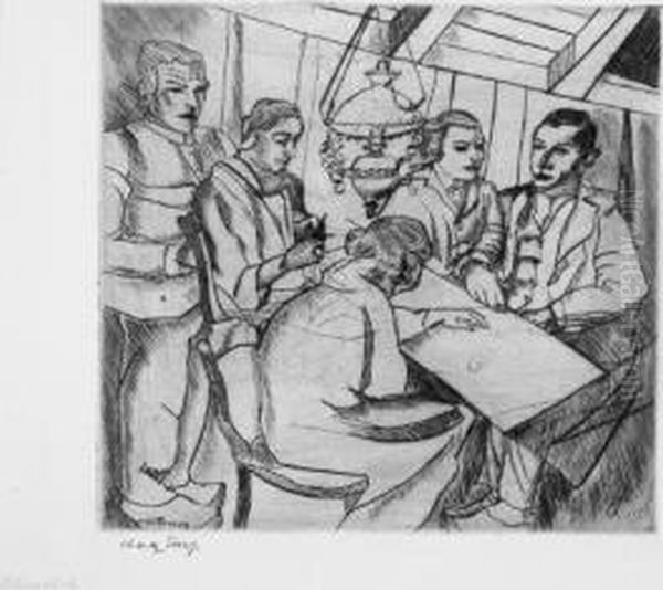 Funf Personen Am Tisch Oil Painting by Charley Toorop