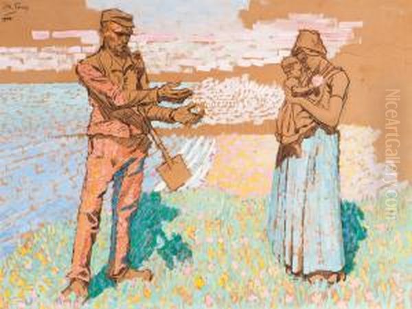 'oudervreugde' - Parental Bliss Oil Painting by Jan Toorop