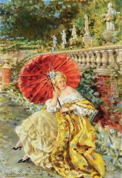 Dama Nel Parco Oil Painting by Sinibaldo Tordi