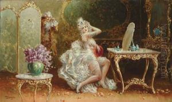 Dama Allo Specchio Oil Painting by Sinibaldo Tordi