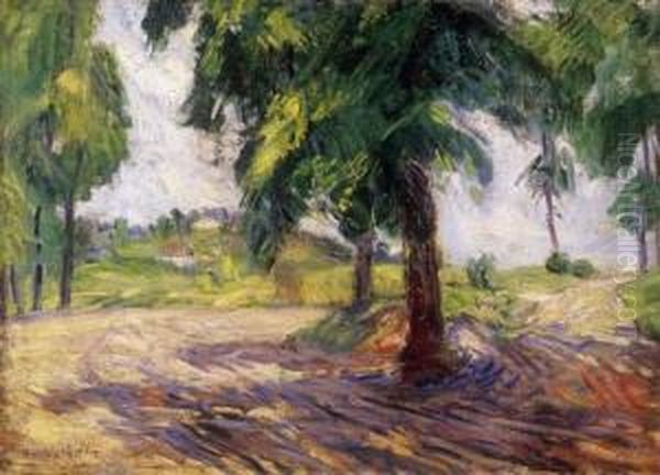 Shadowy Path Oil Painting by Oswald Toroczkay