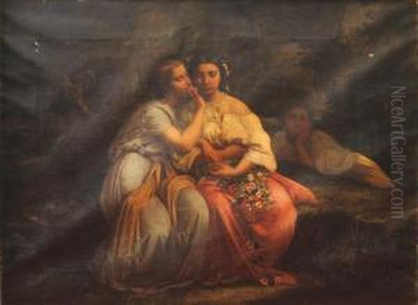 La Confidence Oil Painting by Toulmouche Auguste