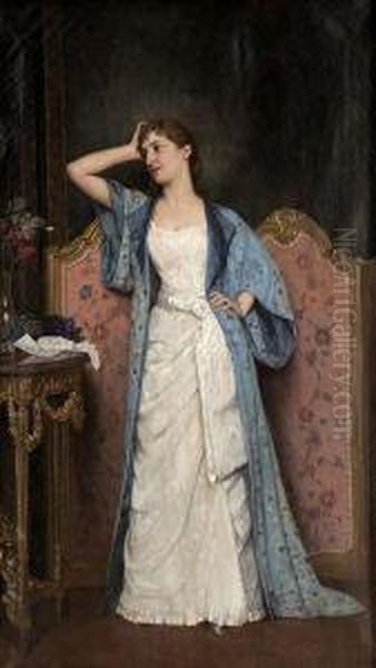 Jeune Femme Dans Un Interieur Oil Painting by Toulmouche Auguste