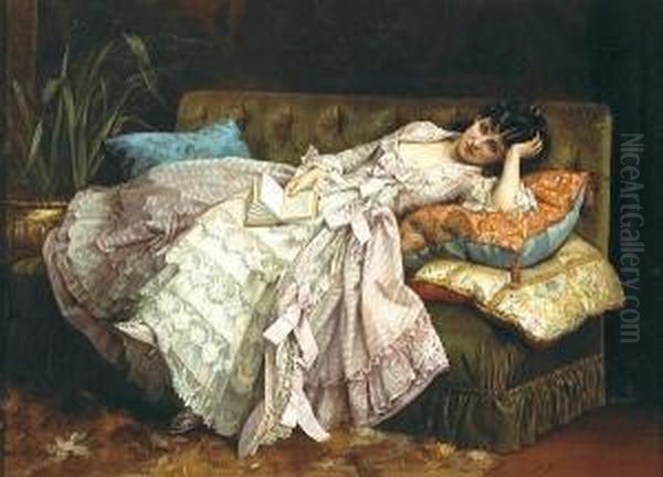 Dolce Far Niente Oil Painting by Toulmouche Auguste