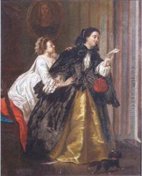 The Letter Oil Painting by Toulmouche Auguste
