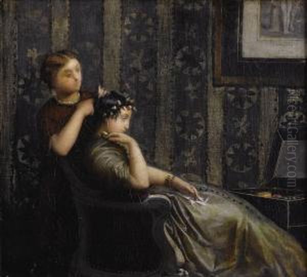 Interior Oil Painting by Toulmouche Auguste