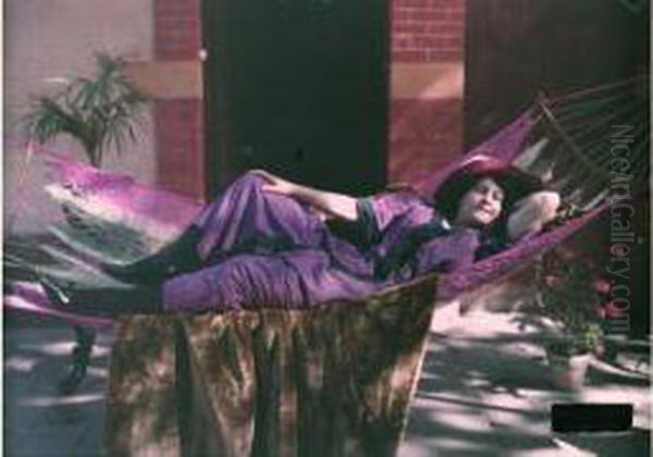 Geo (femme De L'artiste) Dans Un Hamac, Circa 1907-1910 Oil Painting by Jean Baptiste Tournassoud