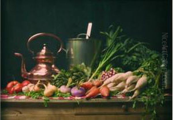 Nature Morte Aux Legumes, 2 Juin 1907 Oil Painting by Jean Baptiste Tournassoud