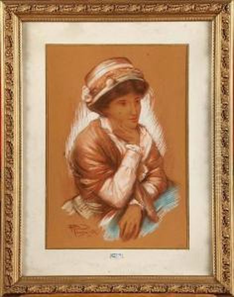 Portrait De Jeune Fille Au Chapeau Oil Painting by Fernand Toussaint