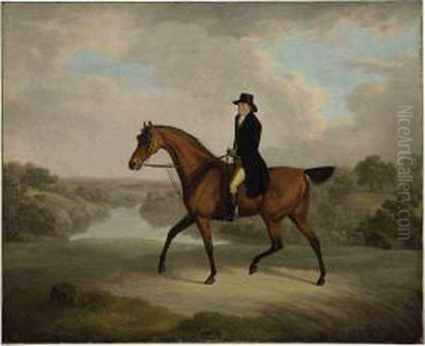 William Yates, Esq. Of Springfield On His Favorite Roadster Oil Painting by Charles Towne