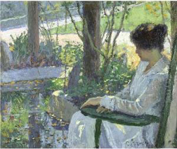 By The Pool Oil Painting by Channel Pickering Townsley