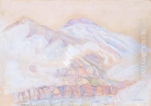 Berglandschaft Oil Painting by Albert Trachsel