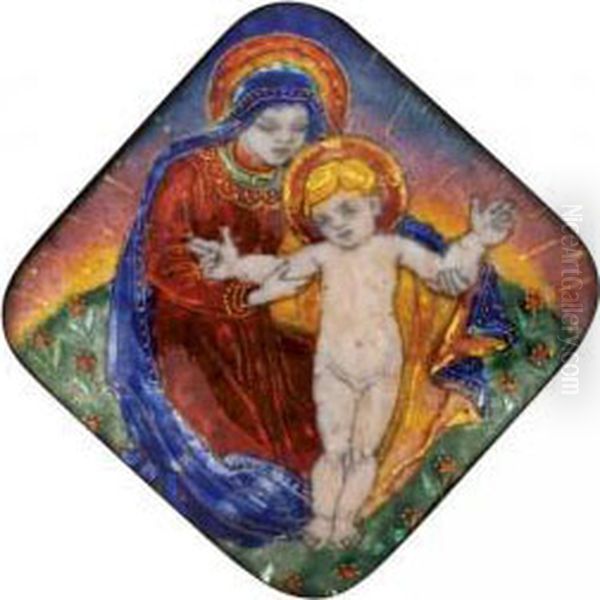 Mary Teaching Christ To Walk Oil Painting by Phoebe Ann Traquair