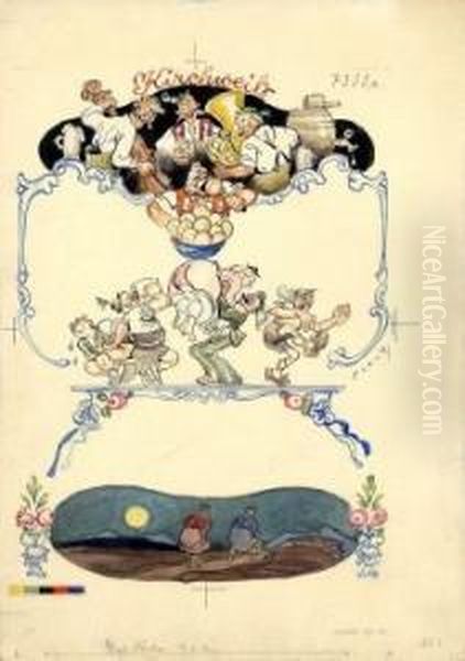 Kirchweih Oil Painting by Gustav Traub