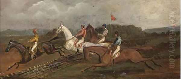 Steeplechasing; and Over the ditch Oil Painting by Henry Thomas Alken