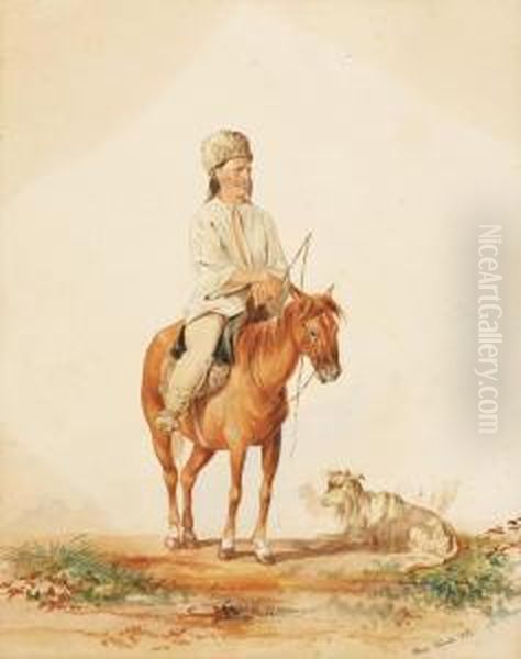 Muntean Cu Caprele Oil Painting by Henri Trenk