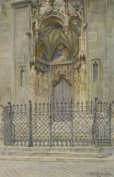 Wien - Hauptportal Vonst. Maria Am Gestade Oil Painting by Jan Trentan-Havlicek