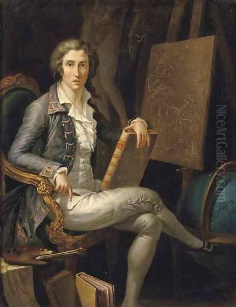 Portrait of a gentleman artist Oil Painting by Jacques-Andre-Joseph Aved