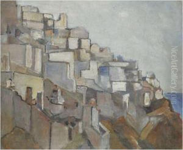 Santorini Oil Painting by Theofrastos Triantafyllidis