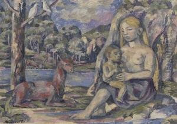 Genovefa. Oil Painting by Hugo Troendle