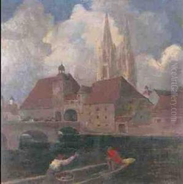 Regensburg Oil Painting by Hugo Troendle