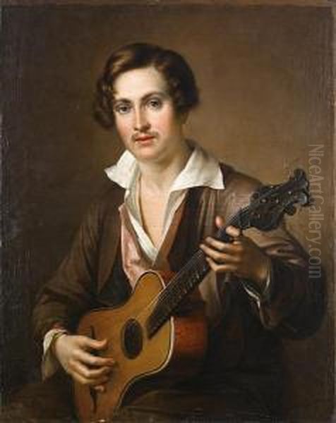 The Guitar Player Oil Painting by Vasily Andreevich Tropinin