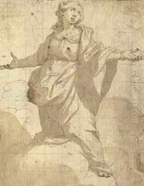 Etude D'une Sainte En Gloire Oil Painting by Giovanni Battista (Il Malosso) Trotti